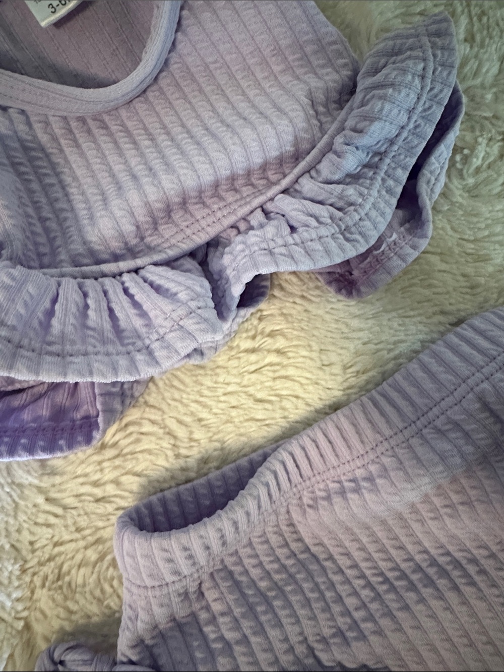 Amazon Kids Lavender Ribbed Ruffle Two-Piece Swim Set - Picture 2 of 3